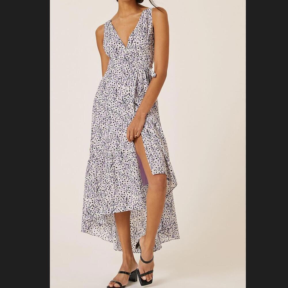 HUTCH Anthropologie Elisabet purple floral midi wrap dress sz M